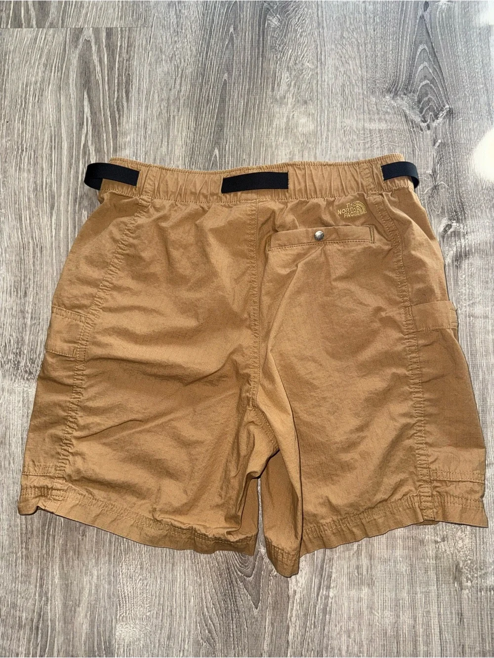 The North Face Men's Caramel Cargo Shorts with Black Accents